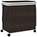 Cesto Portabiancheria Ruote Marrone Scuro 60x35x60,5 Cm Rattan - Foto miniatura 2