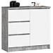 Cassettiera JERRY, 1 anta e 3 cassetti, 80x35x77 cm, Colore Grigio Cemento e Bianco - Foto miniatura 1