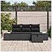 Set di divani da giardino a 4 pezzi con cuscini polyrattan nero - Foto miniatura 3