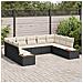 Set Divano da Giardino con Cuscini Nero Polyrattan Acacia - Foto miniatura 2