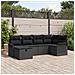 Set Divano Giardino 6 Pezzi Con Cuscini Polyrattan Nero, Divano Giardino 2 Posti Con Ripostiglio & Cuscini Polyrattan Nero - Foto miniatura 2