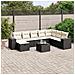 Set Divani da Giardino 9 pz con Cuscini Nero in Polyrattan - Foto miniatura 2
