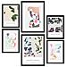 Set Di 6 Stampe Pittura Decorativa Astratta Figurativa In Toni Pastello Incorniciata Con Illustrazioni Per Le Pareti A3 & A4 Cornice Nera - Foto miniatura 1