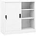 Armadio per Ufficio Anta Scorrevole Bianco 90x40x90cm Acciaio - Foto miniatura 1