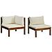 Set Divani da Giardino 2 pz con Cuscini Bianco Crema in Acacia - Foto miniatura 1