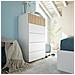 Cassettiera Wynne, Settimanale A 5 Cassetti, Mobile Comò Per Camera Da Letto, Comò Moderno, 61x40h109 Cm, Bianco E Rovere - Foto miniatura 1