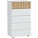 Cassettiera Wynne, Settimanale A 5 Cassetti, Mobile Comò Per Camera Da Letto, Comò Moderno, 61x40h109 Cm, Bianco E Rovere - Foto miniatura 4