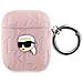 Custodia Per Airpods 1 / 2 Monogram Con Design A Testa Di Karl In Rilievo, Rosa - Foto miniatura 1