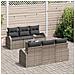 Set Divano da Giardino 7 Pezzi con Cuscini Rattan Poliestere Grigio - Foto miniatura 3