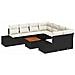 Set divano da giardino con cuscini Nero Polyrattan Acacia - Foto miniatura 1