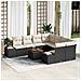 Set divano da giardino con cuscini Nero Polyrattan Acacia - Foto miniatura 2