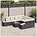 Set divano da giardino con cuscini Nero Polyrattan Acacia - Foto miniatura 3