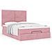 Struttura Letto Pouf con Materassi Rosa 140x200 cm in Velluto - Foto miniatura 4
