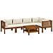 Set Divani Da Giardino 6 Pz Con Cuscini Crema In Legno Acacia - Foto miniatura 1