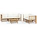 Set Salotto Da Giardino 6pz Con Cuscini Bianco Crema In Bambù - Foto miniatura 1