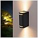 Applique Led Luce Calda Lampada Da Parete Muro 2 X Faretto 8 W Gu10 Ip54 Nero - Foto miniatura 1