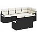 Set divano da giardino  a 7 pezzi con cuscini in polyrattan nero, Divano da giardino  a 2 posti con cuscini in polyrattan nero - Foto miniatura 1
