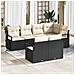 Set divano da giardino  a 7 pezzi con cuscini in polyrattan nero, Divano da giardino  a 2 posti con cuscini in polyrattan nero - Foto miniatura 2