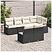 Set divano da giardino  a 7 pezzi con cuscini in polyrattan nero, Divano da giardino  a 2 posti con cuscini in polyrattan nero - Foto miniatura 3