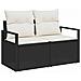 Set divano da giardino  a 7 pezzi con cuscini in polyrattan nero, Divano da giardino  a 2 posti con cuscini in polyrattan nero - Foto miniatura 4