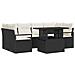 Set Divano da Giardino 7 Pezzi con Cuscini Rattan Poliestere Nera, Divano da Giardino 2 Posti con Cuscini Rattan Poliestere Nera - Foto miniatura 1