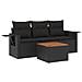 Set Divani da Giardino 4 pz con Cuscini Nero in Polyrattan - Foto miniatura 1