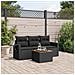 Set Divani da Giardino 4 pz con Cuscini Nero in Polyrattan - Foto miniatura 2
