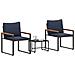 Set di Mobili con cuscino 3 pcs Grigio e Blu Navy Rattan - Foto miniatura 3