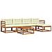 Set di divani da esterno con cuscino 6 pcs Naturale e Crema - Foto miniatura 1