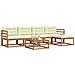 Set di divani da esterno con cuscino 6 pcs Naturale e Crema - Foto miniatura 3