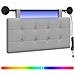 Testiera sospesa Con luce LED Grigio Nuvola Tessuto - Foto miniatura 1