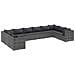 Set Divani da Giardino 10 pz con Cuscini in Polyrattan Grigio - Foto miniatura 1
