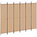 Divisore per Stanza a 6 Pannelli Beige 300 x 220 cm Tessuto - Foto miniatura 1