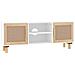 Mobile Tv Bianco 105x30x40 Cm Massello Pino E Rattan Naturale - Foto miniatura 2