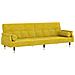 Divano Letto Con Cuscini Giallo In Velluto - Foto miniatura 1