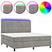 Letto A Molle Materasso E Led Grigio Chiaro 160x200 Cm Velluto - Foto miniatura 1