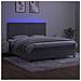 Letto A Molle Materasso E Led Grigio Chiaro 160x200 Cm Velluto - Foto miniatura 3