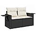 Set Divani da Giardino 9 pz con Cuscini Nero in Polyrattan - Foto miniatura 5