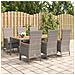 Set da Pranzo da Giardino 7 pz con Cuscini in Polyrattan Grigio - Foto miniatura 2