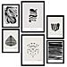 Set Di 6 Stampe Pittura Decorativa Astratta In Bianco E Nero, Pennellate Incorniciate Con Illustrazioni Per Le Pareti A3 & A4 Cornice Nera - Foto miniatura 1