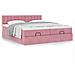Struttura Letto Pouf con Materassi Rosa 160x200 cm Velluto - Foto miniatura 4