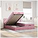 Struttura Letto Pouf con Materassi Rosa 160x200 cm Velluto - Foto miniatura 2