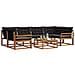 Set di divani da esterno con cuscino 7 pcs Naturale e Nero - Foto miniatura 3