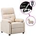 Poltrona Elettrica Reclinabile Crema in Tessuto - Foto miniatura 1