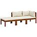 Set Divani da Giardino 3 pz con Cuscini Crema in Legno Acacia - Foto miniatura 1