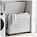 Cesto Portabiancheria Con Ruote Bianco 66x35x60 Cm Rattan - Foto miniatura 1