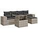 Set Divano Da Giardino 6pz Con Cuscini Grigio Chiaro Polyrattan - Foto miniatura 1