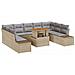 Set da Pranzo da Giardino con Cuscini Beige in Polyrattan e Acacia da 10 Pezzi - Foto miniatura 1