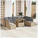 Set da Pranzo da Giardino con Cuscini Beige in Polyrattan e Acacia da 10 Pezzi - Foto miniatura 2