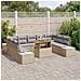 Set da Pranzo da Giardino con Cuscini Beige in Polyrattan e Acacia da 10 Pezzi - Foto miniatura 3
